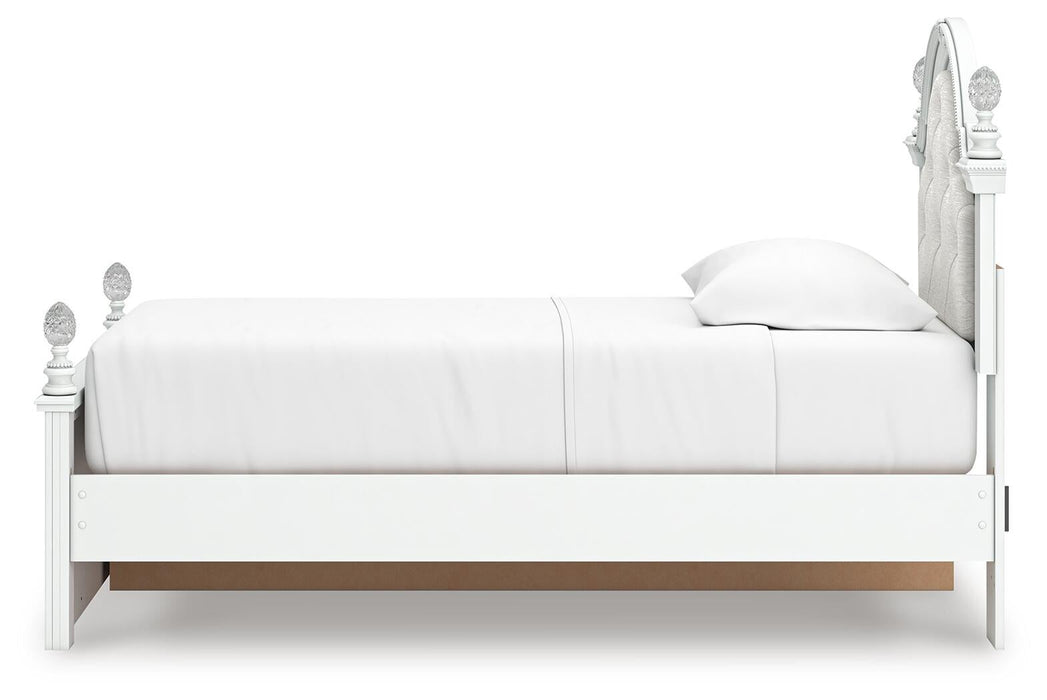 Maylilly Twin Upholstered Panel Storage Bed, Dresser and Mirror